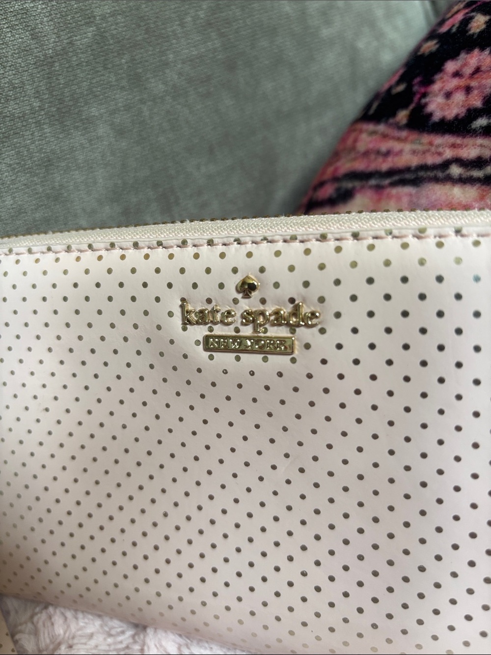 kate spade pale pink patent zip-around wallet